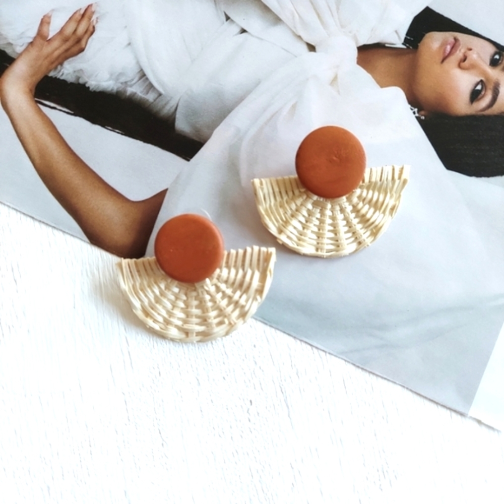 Karly Straw Studs - Rust